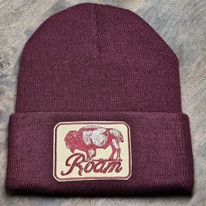 NWT MAROON Soft Knit Beanie With Embroidered Patch